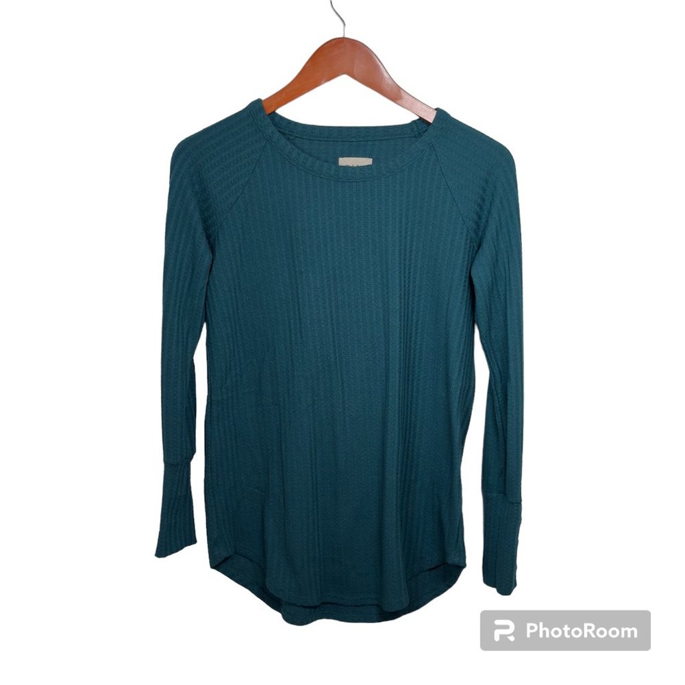 Pre-Owned Chaser Teal Ribbed Long Sleeve Top, Size S